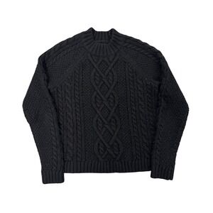 Abercrombie Fitch Black Cable Knit Mock Neck Sweater Womens Small